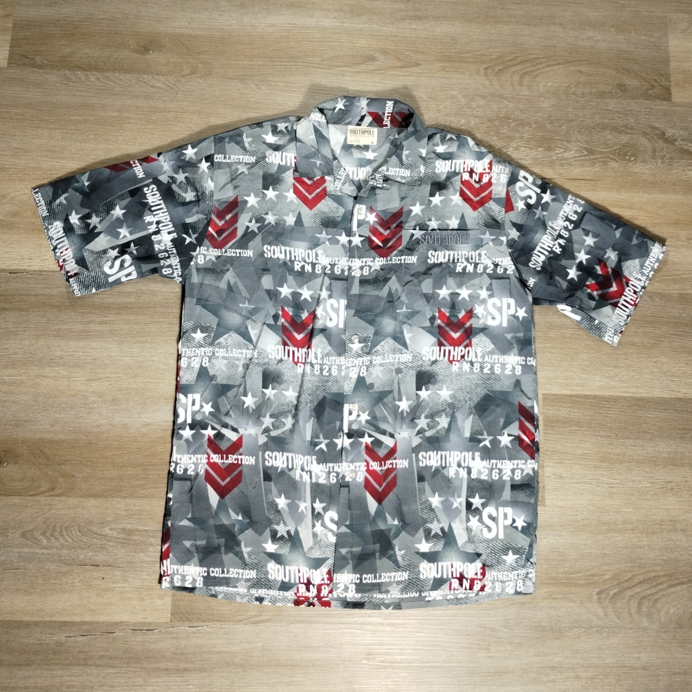 🔥VTG🔥 Y2K South Pole Men's Graphic Shirt - Black and Red Hip Hop Urban Wear